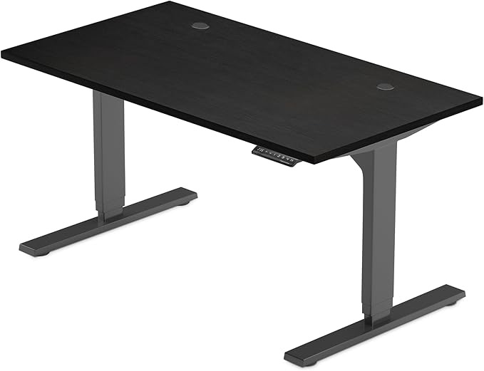 Progressive Desk Stand Up Adjustable Height Electric Standing Desk - 72" x 30" Dual Motor Table for Computer Home Office Workstation - Black Frame, Black Oak Top  (Incomplete, Top Only)