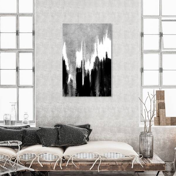 Oliver Gal 'Adore Adore Silver' Abstract Wall Art Canvas Print Paint - Gray, Black
