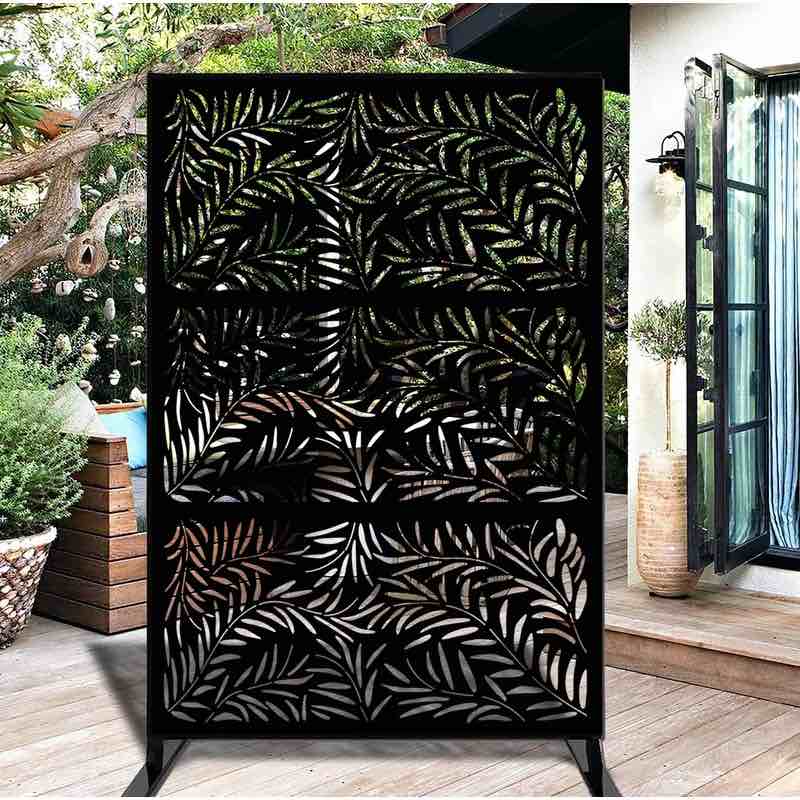 6.5 ft. H x 4 ft. W Laser Cut Metal Privacy Screen Fence, Decorative Outdoor Divider