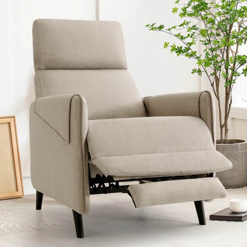 Mylina Push Back Recliner Chair, Upholstered Fabric Armchair for Living Room Bedroom Office