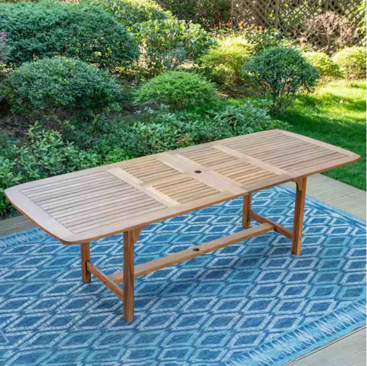 Brown Rectangular Wood Extendable Patio Outdoor Dining Table PV-209