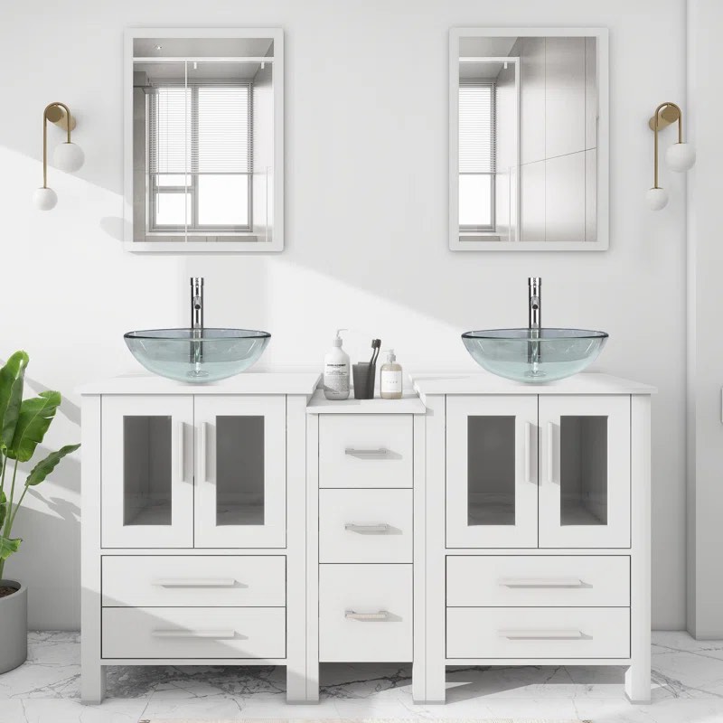 Chaitan 60'' Double Bathroom Vanity with Vessel Sink *incomplete* 