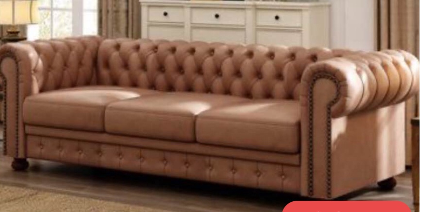 *incomplete,box 2/2 only* samrat 88.5” chesterfield sofa , faux leather couch upholstered sofa