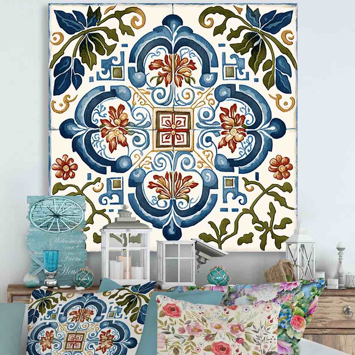 " Mediterranean Tiles In Retro Blue I "