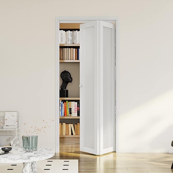 (similar) Bi-Fold Door, Single Frosted Glass Panel Closet Door, for 36"×80" Door Opening, Suitable for Closets & Interiors, DMF, White