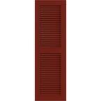 12" x 59" True Fit PVC Two Equal Louver Shutters, Pepper Red 2 pc.