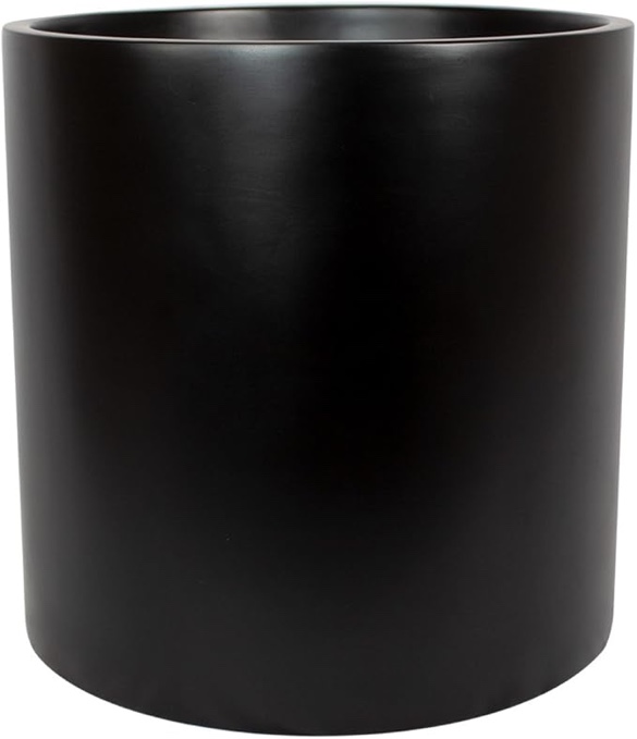 Brea Round Cylinder Fiberglass Planter (D:16" x H:16", Matte Black)