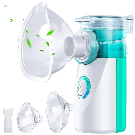 Portable Nebulizer for Adults Kids for Asthma Breathing with 2 Masks Mouthpiece Inhaler Nebulizer Machine Rechargeable Mesh Handheld Nebulizer for Travel & Home