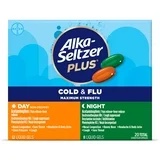 Alka-Seltzer Plus ((BB: 2025/08)) Maximum Strength Cold & Flu Medicine Day + Night Liquid Gels 20 Count Pack of 2