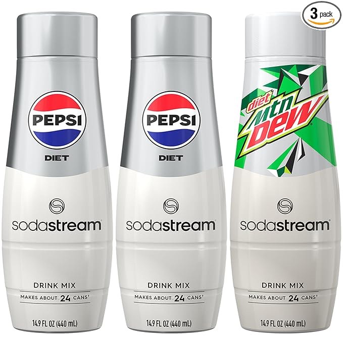 SodaStream Pepsi & MTN Dew Variety Pack, Diet, 440ml, (Pack of 3) ((EXP: 05/07/2025))