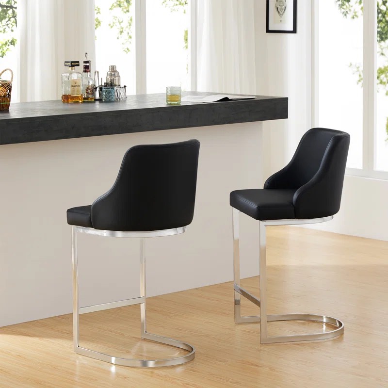 Upholstered Bar Stool Upholstered Counter Stool with Metal Frame 25.8 Counter Stool 4303569059