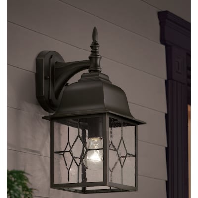 Project Source Litshire 1 -Light 15.62-in H Oil-rubbed Bronze Hardwired Outdoor Wall Light