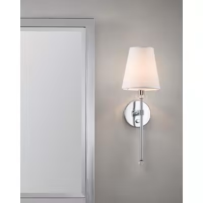 allen + roth Kelter 7.4-in W 1-Light Polished Chrome Wall Sconce