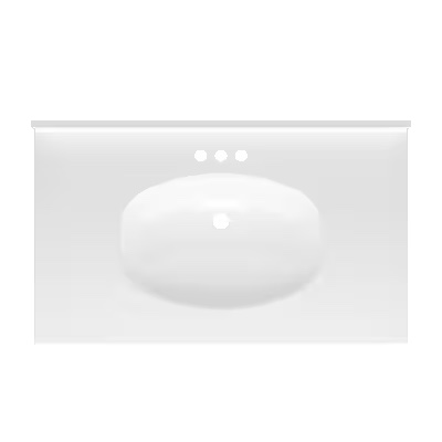 Project Source Cultured Marble Vanity Tops 37-in x 22-in White Cultured Marble Integral Single Sink 3-Hole