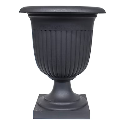 allen + roth Urn 18.75-Inches W Large Black Rubber Indoor/Outdoor Planter with Drainage