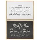 " Black And White Bible Scripture Sign Biblical Inspirational Quote Words " 2 - Pieces Overall Size: 16" H x 24" W, Format: Natural Framed