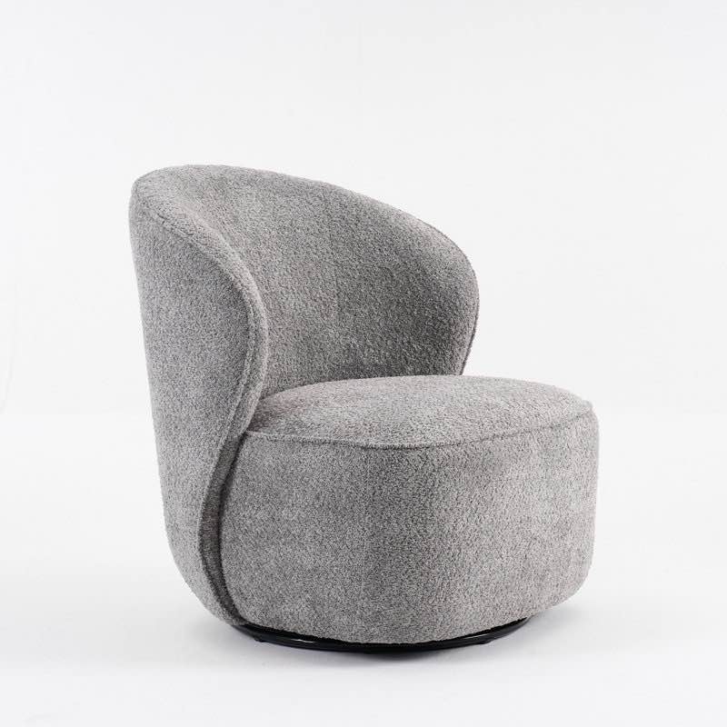 Maresia Fully Assembled Upholstered Swivel Chairs, Boucle Swivel Barrel Chair, Large Swivel Accent Chair