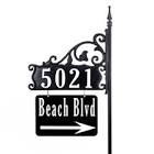 USA Handcrafted, Double-Sided Reflective Boardwalk Address Sign with Solar Light