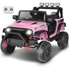 24V Electric Ride on Jeeps for Kids, Ride On Car Truck with Remote Control, Battery Power Car Wheels for Kids w/LED Lights, Bluetooth, Music, 3 Speeds, 24 Volt Ride on Toys for Boys and Girls