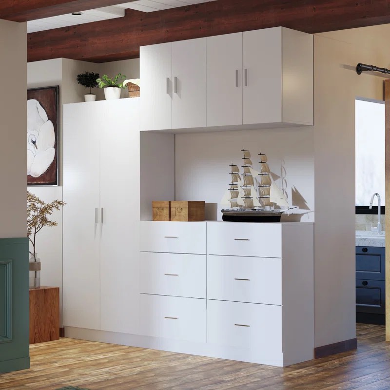 (maybe incomplete) 78.7” Wide Entry Shoe Cabinet Entryway Cabinet With 6 Drawer Dresser & Top Cabinet