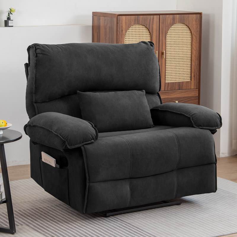 49 Inch Oversized Manual Recliner For Big/Tall Man-350Lbs Capacity With Massage Body Fabric: Gray Velvet