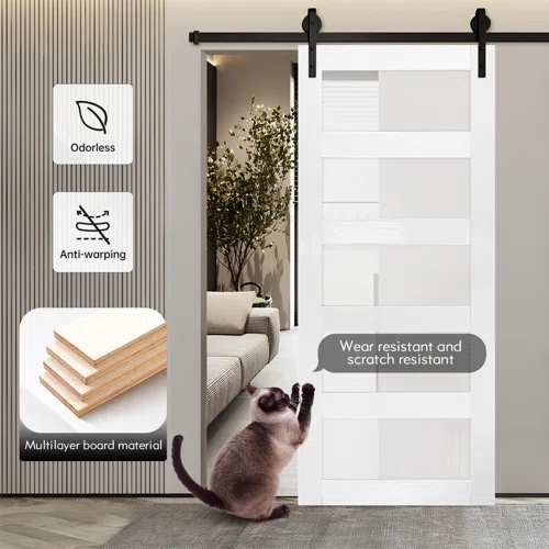 Forested Glass Solid Core Manufactured Wood Pivot-French Or Bi-Fold Doors with Hardware Kit