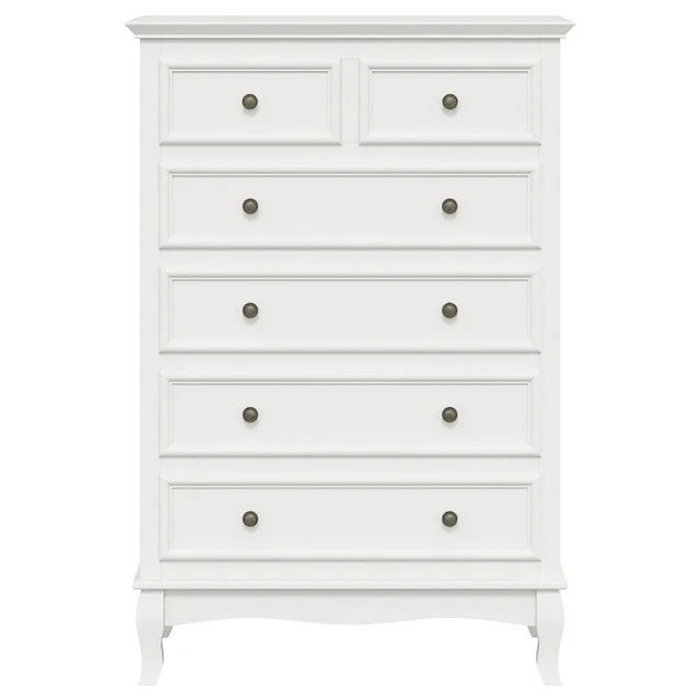 (similar)RoyalCraft White 6 Drawer Dresser, Large Storage Chest with Ball Bearing Slide, Wide Chest of Drawers, Modern Wood Dresser for Bedroom, Living Room, Hallway, Entryway, White