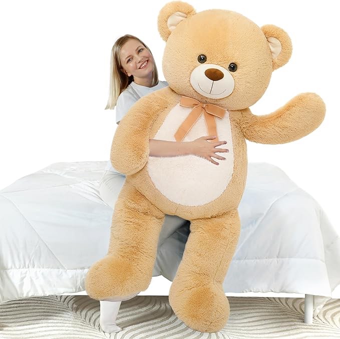 MorisMos Giant Teddy Bear Stuffed Animal 4 Feet, 51'' Big Teddy Bear for Baby Shower, Soft Stuffed Bear Plush for Girlfriend Valentine's,Large Bear Stuffed Animal for Kid Christmas Birthday,Dark Brown