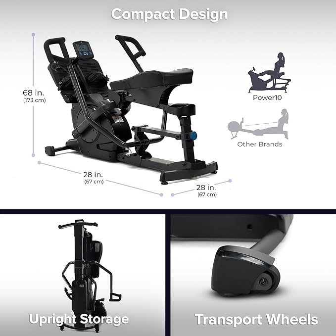 (pieces incomplete) Teeter Power10 Rower with 2-Way Magnetic Resistance Elliptical Motion - Indoor Rowing Machine w/Bluetooth HRM Connectivity, Teeter Move App - Free Classes & Coaching