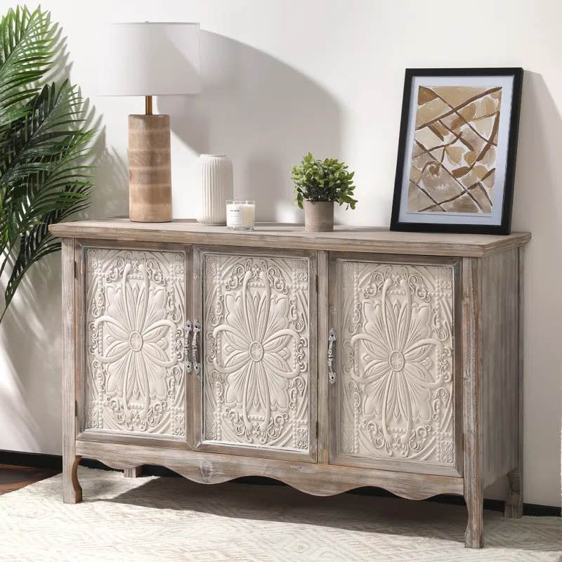 Castella Solid Wood Vintage Vibe Accent Cabinet