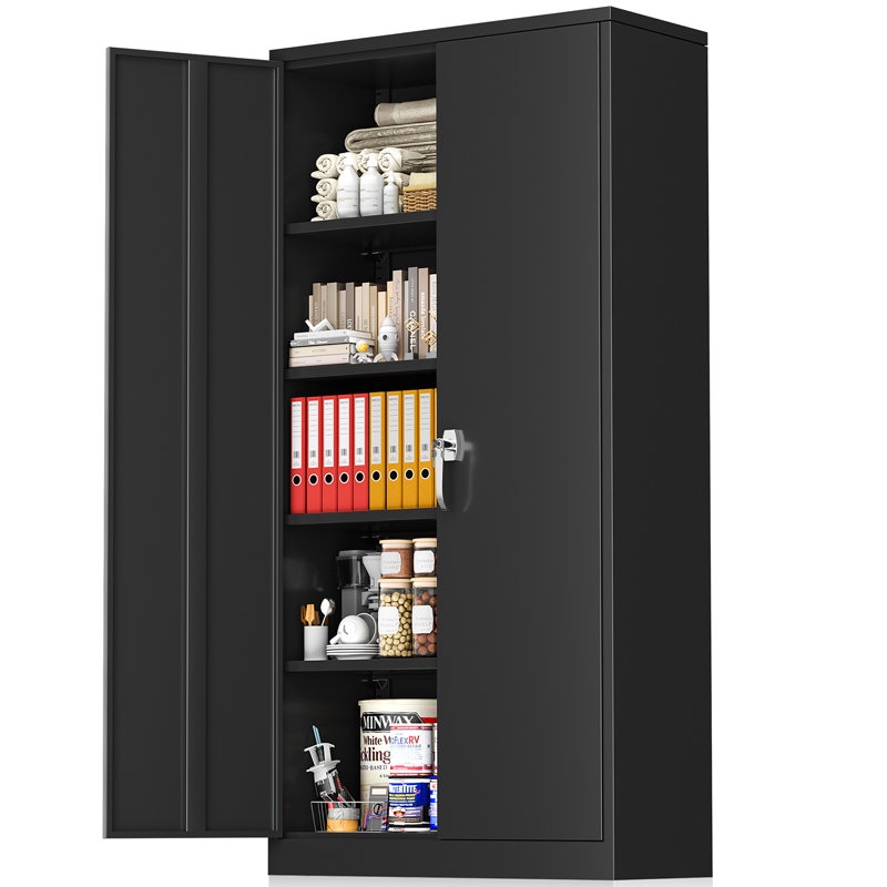 Lakenzie  5 - Shelf Steel Storage Cabinet with Lock (72" H x 32" W x 16" D)