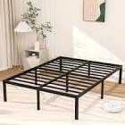 Turberville 16'' Black Metal Platform Bed Frame With Steel Slat Support, No Box Spring Needed