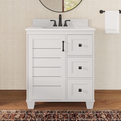 (backsplash only) allen + roth Rigsby 30-in White Undermount Single Sink Bathroom Vanity