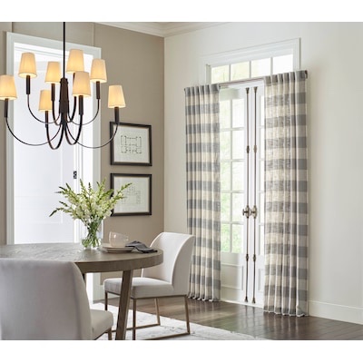 allen + roth 84-Inches Grey Plaid Light filtering Back tab Single curtain panel 