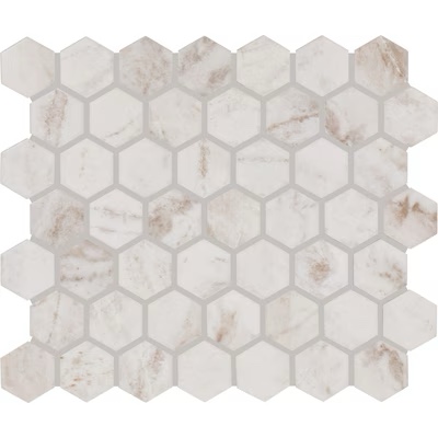 (incomplete) allen + roth Fabuleux Greige 10” x 12” Matte Ceramic Stone Look Hexagon Mosaic Floor and Wall Tile