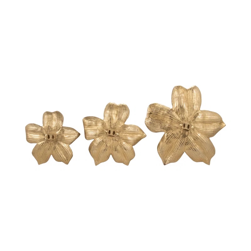 3-Piece Rommie Gold Wall Flowers
