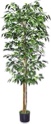 1pack 6ft artificial ficus tree with realistic leaves and natural trunk, faux ficus tree with sturdy plastic nursery pot, fake ficus tree for office home farmhouse for indoor outdoor decor