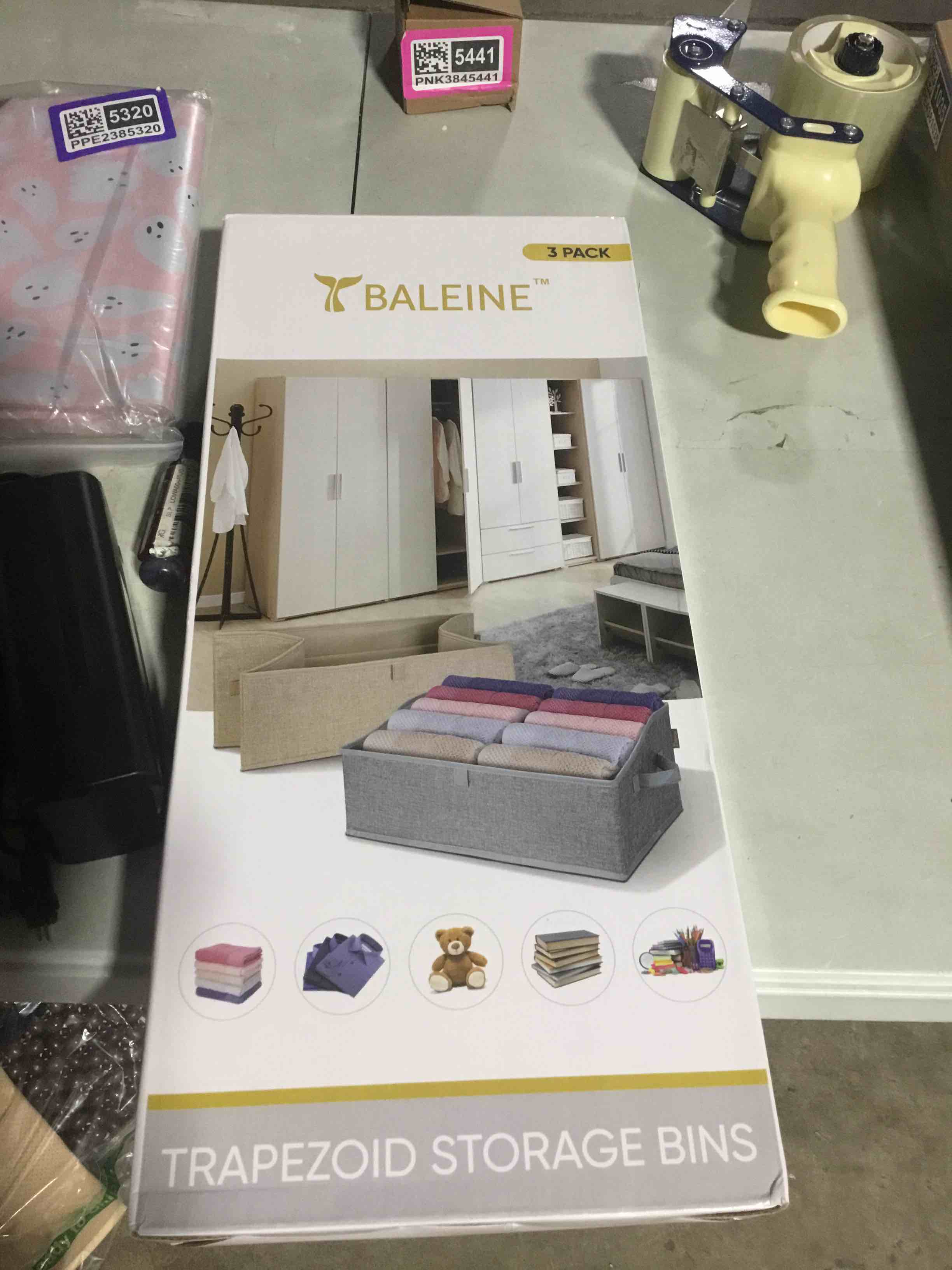 Condition photo showing New/Like New for baleine trapezoid storage bins 3 pack