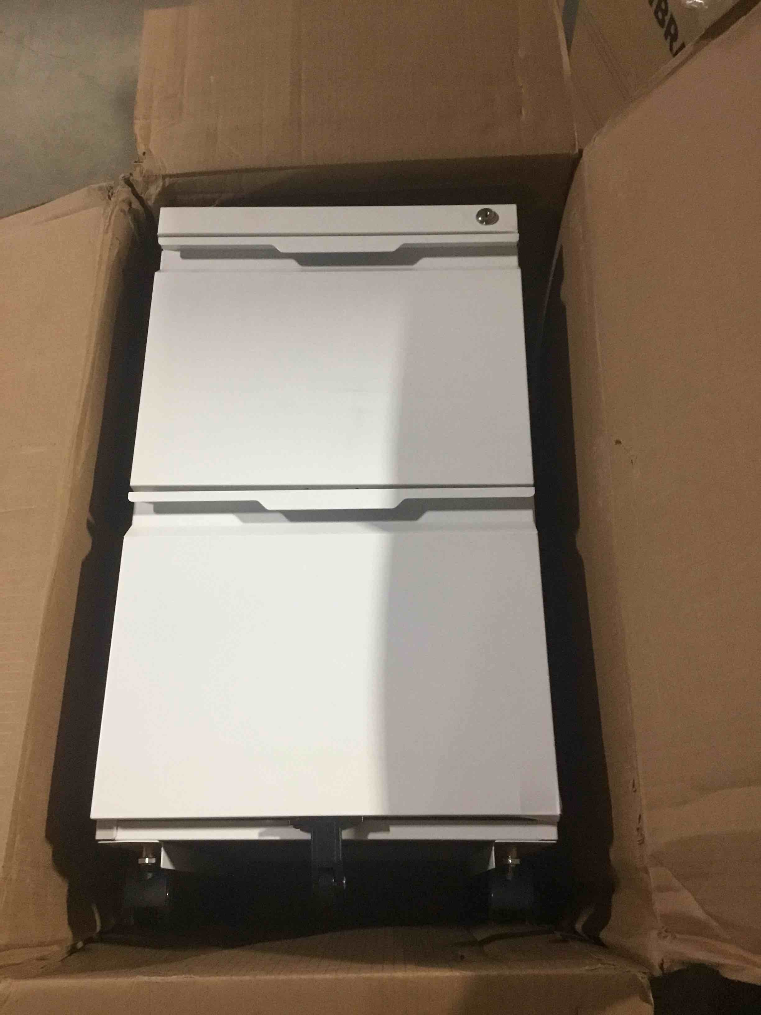 Condition photo showing Good Condition for File Cabinet 2 Drawers on Wheels Under Desk,Locking Filing Cabinets for Home Office,Metal Vertical Files Drawers,Small Rolling Cabinet Printer Stand for Legal/Letter/A4( Assembly Required-White)
