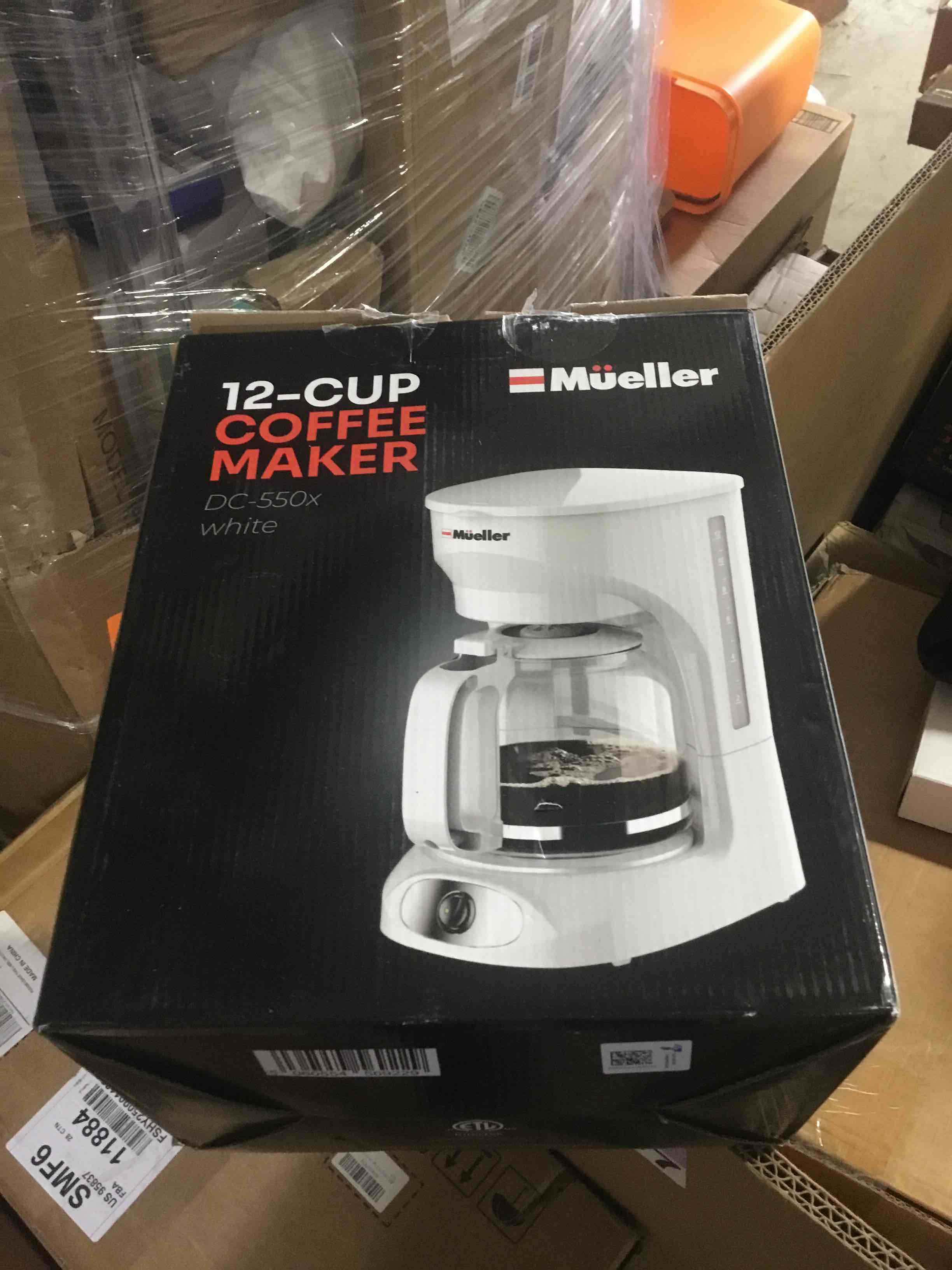 Condition photo showing Good Condition for MUELLER HOME 12-Cup White Coffee Maker - Borosilicate Carafe, Auto-Off, Reusable Filter, Anti-Drip, Keep-Warm Function, Clear Water Level Window, White Kitchen Accessories