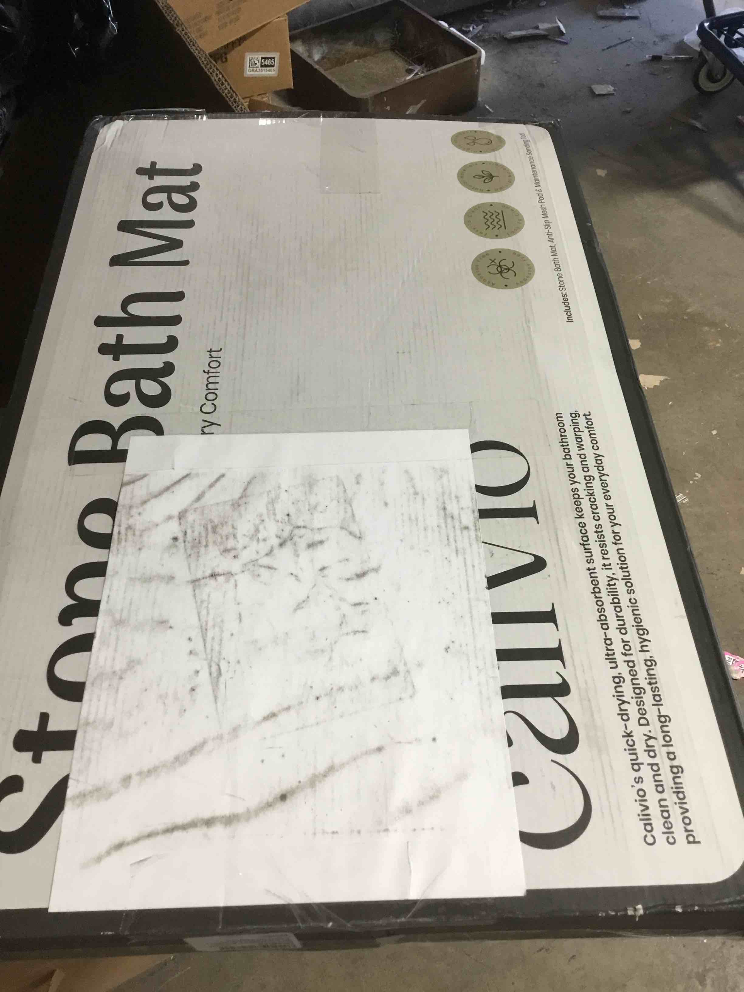 Condition photo showing Good Condition for Calivio Quick Dry Shower Stone Bath Mat, Super Absorbent & Non-Slip 24 x 16 Inch Diatomaceous Earth Mat, Durable & Easy to Clean Diatomite Bath Mat for Bathroom Floor/Kitchen (Dark Gray) Black Marble