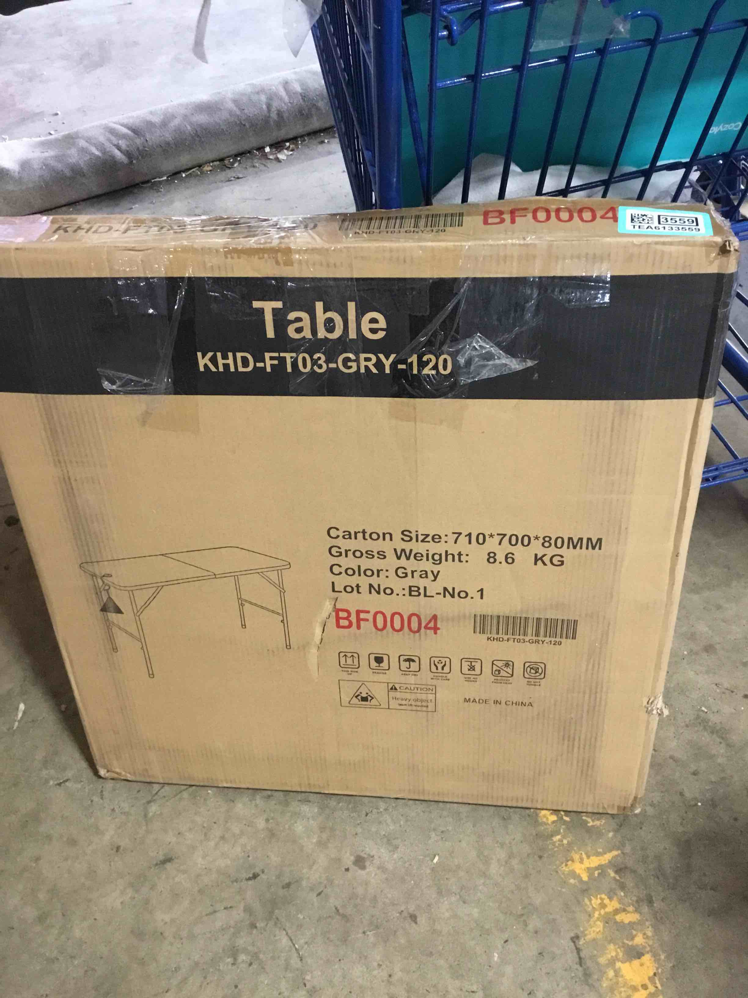 Condition photo showing As Is for 4ft Folding Table, Portable Fold-in-Half Adjustable Height Utility Table for Indoor/Outdoor Use, Durable HDPE & Steel, Stable & Lightweight, Multi-Purpose, White