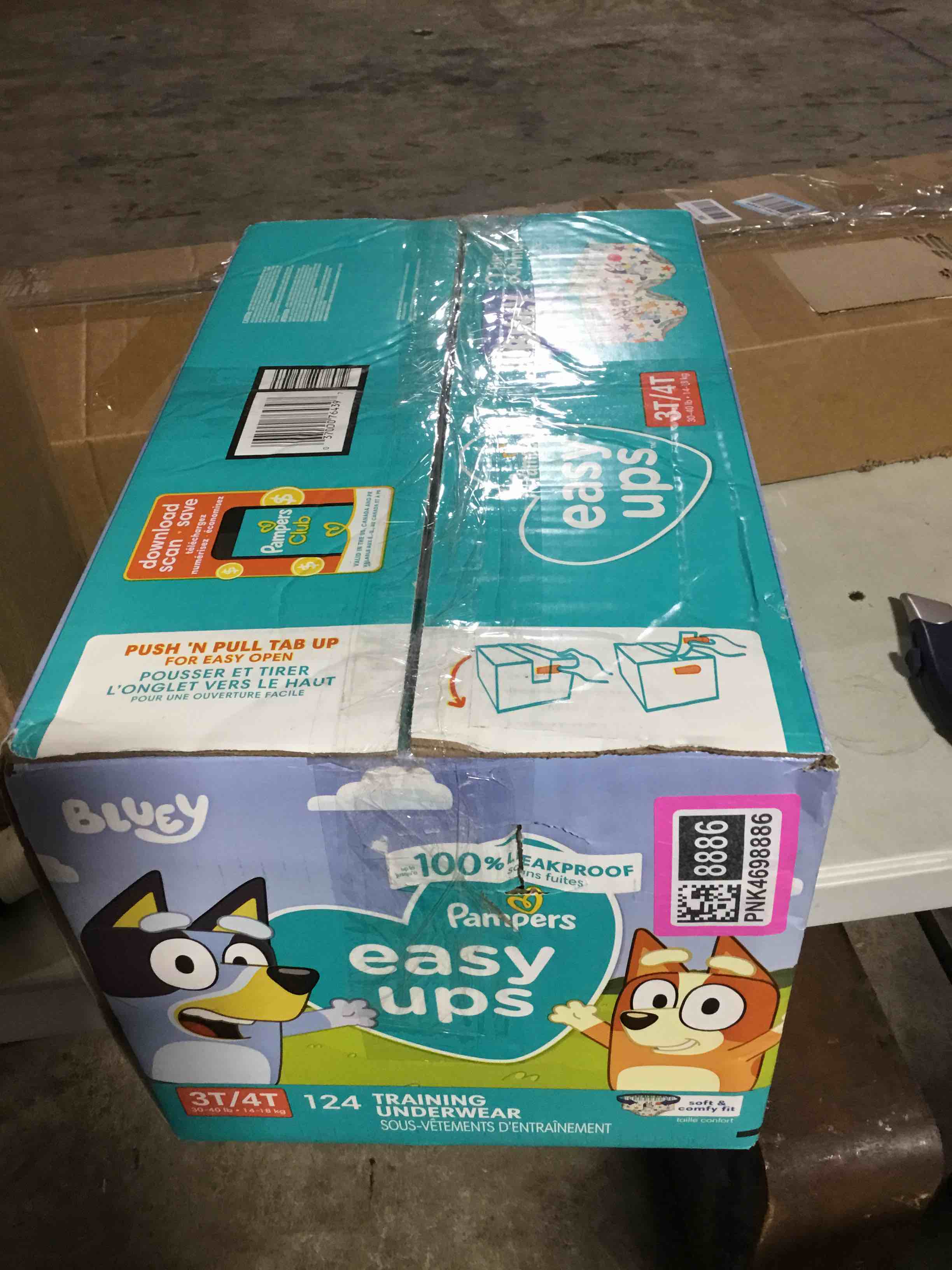 Condition photo showing Good Condition for Pampers Training Pants - Easy Ups Boys & Girls Bluey - Size 3T-4T, 124 Count, Children's Potty Underwear (Packaging May Vary) 3T-4T 124