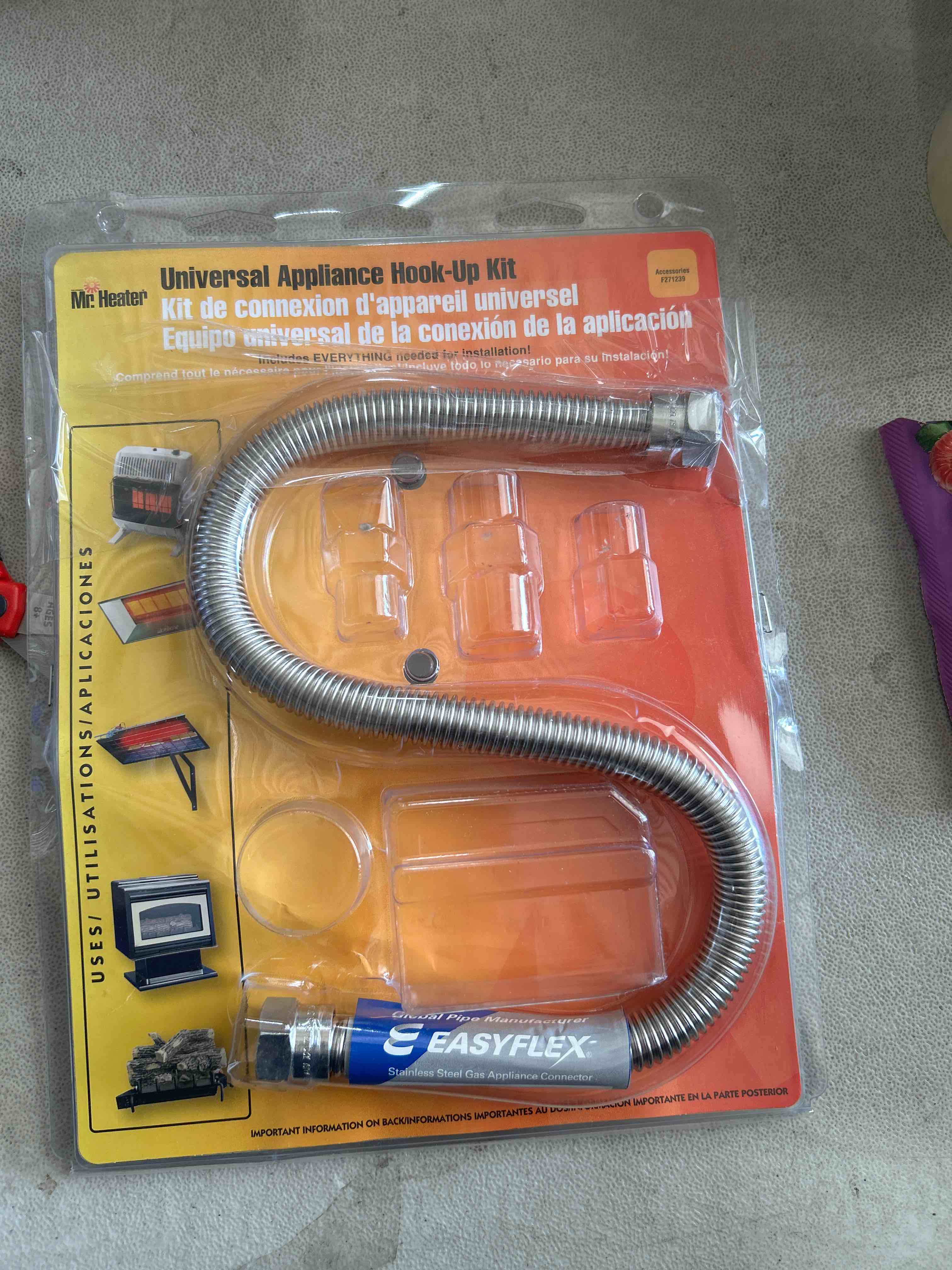 Condition photo showing As Is for mr. heater f271239 one-stop universal gas-appliance hook-up kit,small