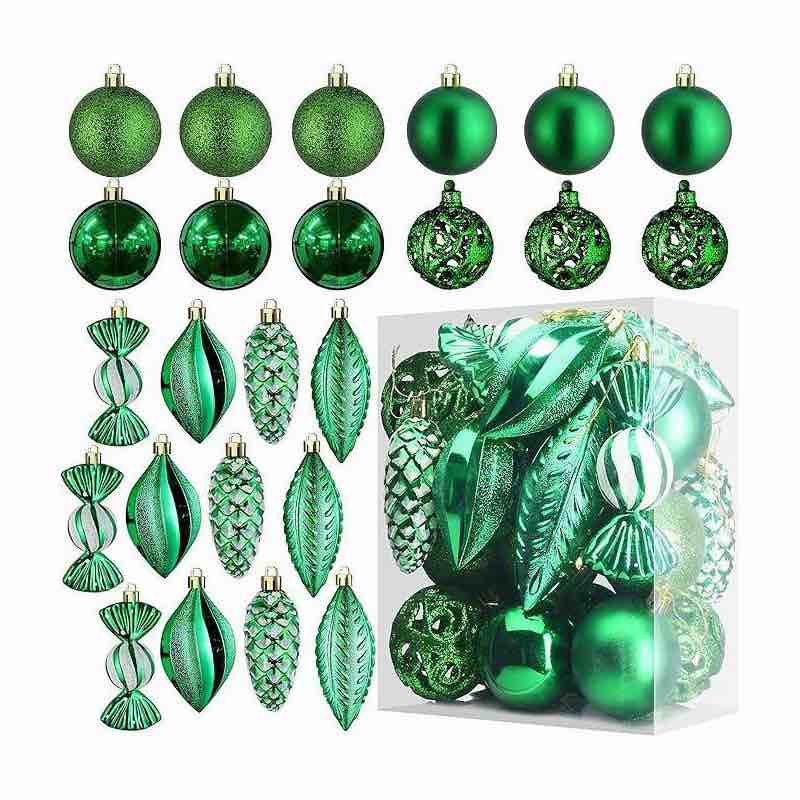 Prextex Christmas Tree Ball Ornaments - Green Christmas Ornaments Set for Christmas, Holiday, Wreath & Party Decorations (24 pcs - Small, Medium, Large) Shatterproof