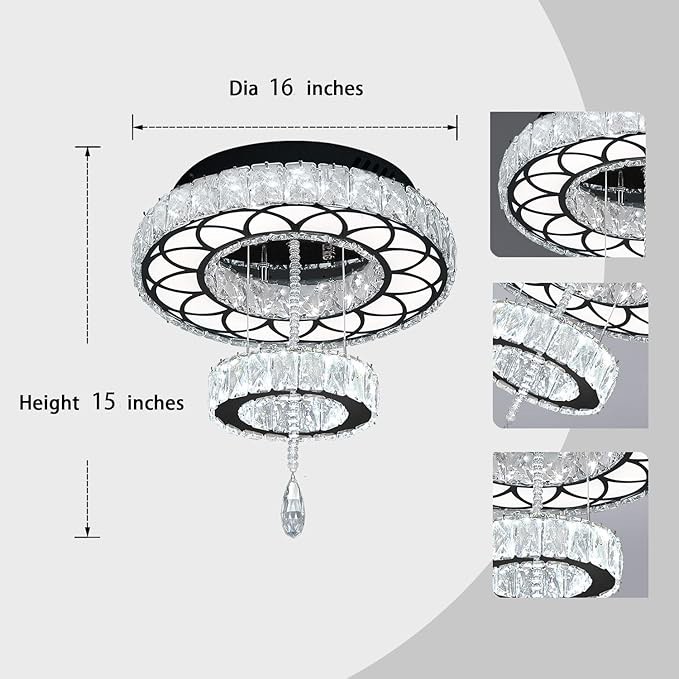 Flashing God Dia 12" Crystal Mini Chandelier Crystal Black Ceiling ...
