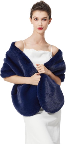 BEAUTELICATE Women's Faux Fur Shawl Winter Wedding Stoles Wrap for Bridal Evening Party Champagne