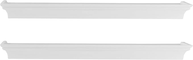 Melannco Arlington Floating Wall Shelves for Bedroom, Living Room, Nursery, Set of 2, 20-Inch, White