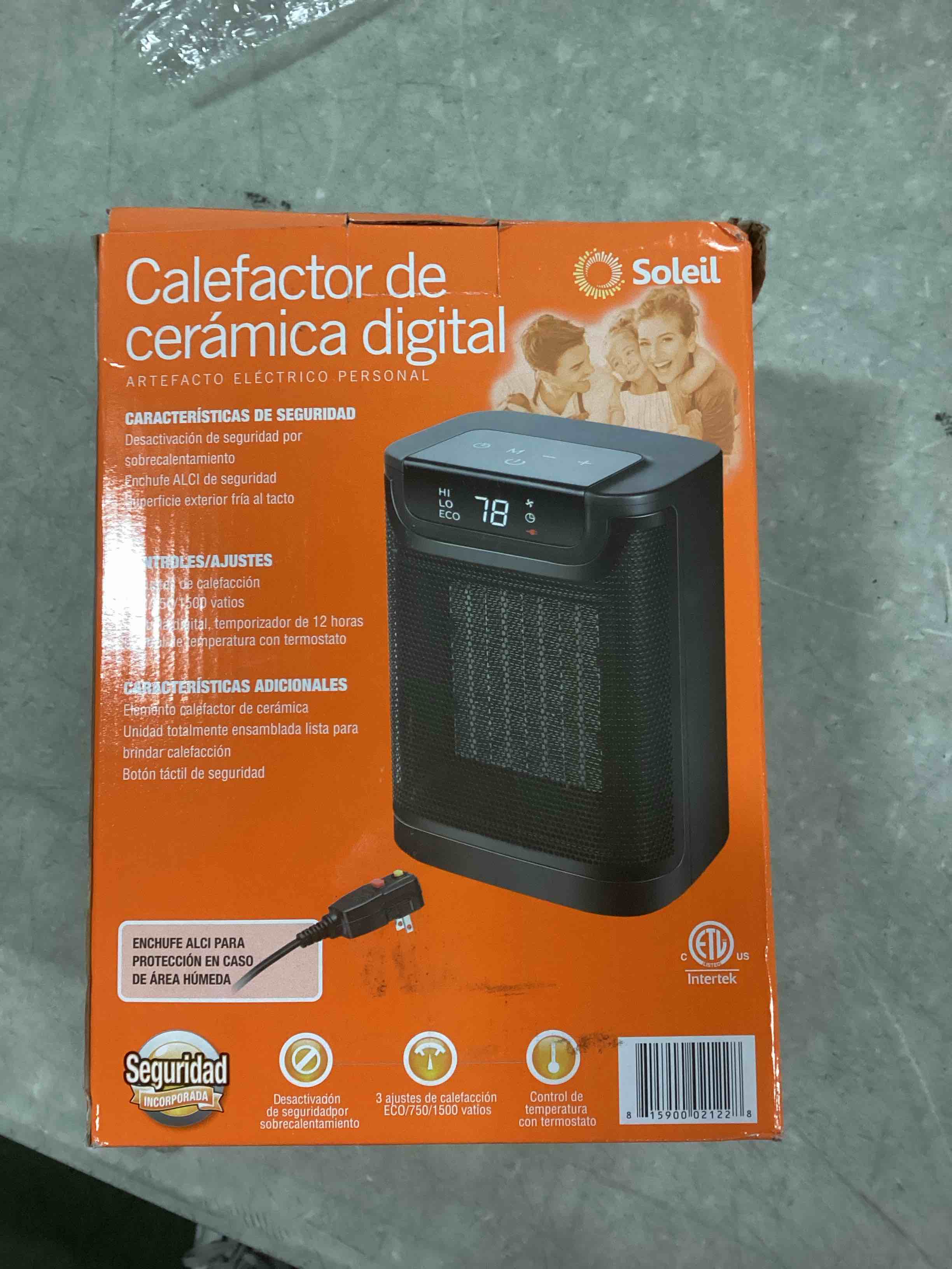 Soleil Electric Digital Ceramic Heater 1500W Indoor Black PTC-916B