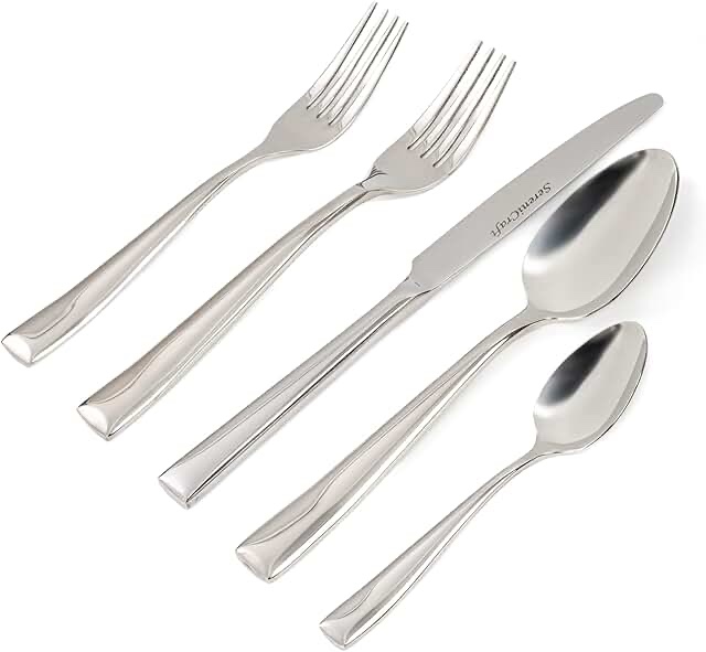 20 Piece Silverware Set Service for 4,Premium Stainless Steel Flatware Set,Mirror Polished Cutlery Utensil Set,Durable Home Kitchen Eating Tableware Set,Include Fork Knife Spoon Set,Dishwasher Safe